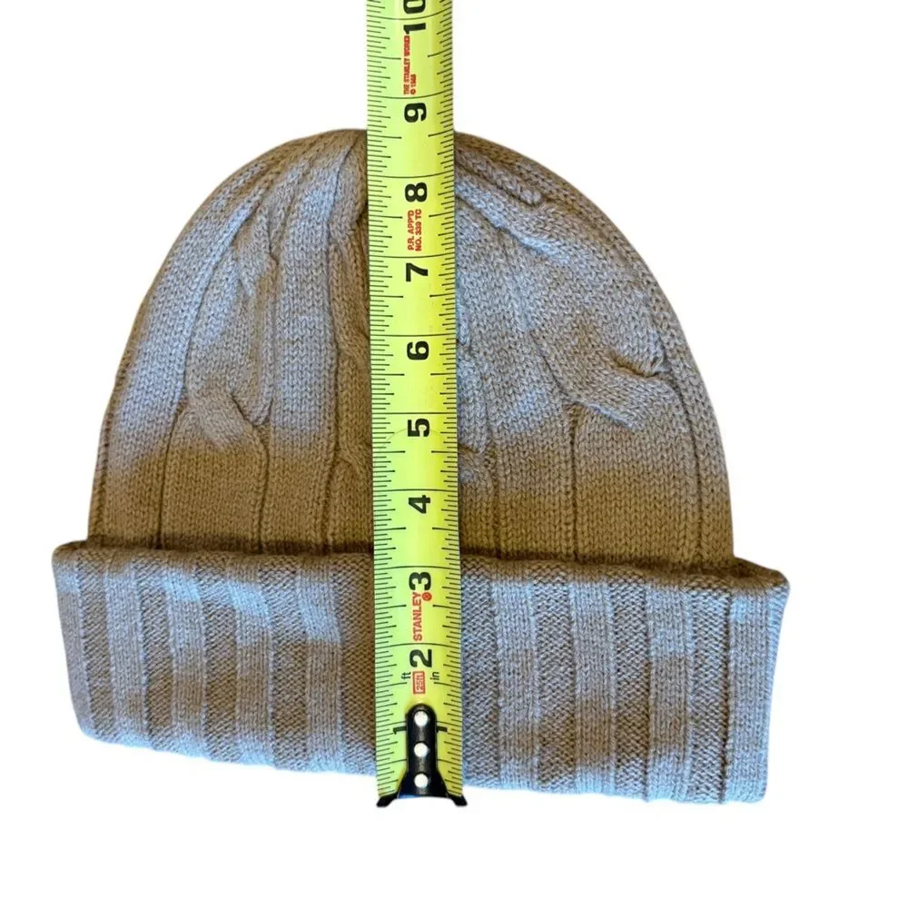 Michael Kors Beanie Hat Cable Knit Wool Blend Tan Womens One Size